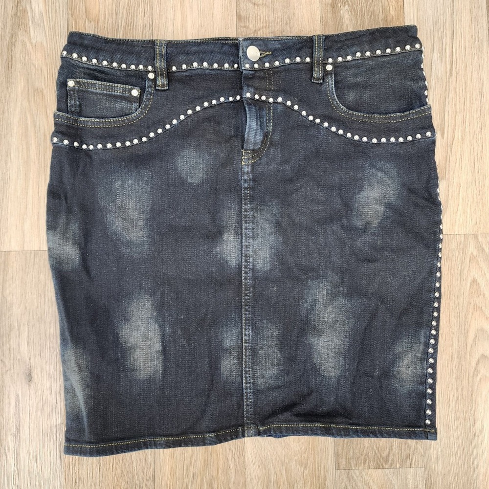 IRO Jeans Women's Size 30 Dark Wash Blue Denim Studded Pencil Jean‎ Skirt